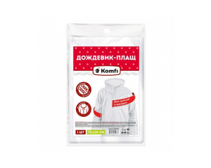 Дождевик EVAWA1 белый с капюшоном (на кнопках) Komfi/50