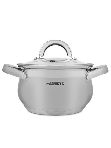 Кастрюля с крышкой ALBERG Helge AL-2100, 2 л (Ø16х10.5см), нерж.сталь, мато.полировка, 7-ми слойн.д