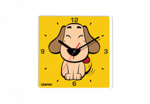 Часы настенные Centek СТ-7103 <Dog> (щенок) 25х25 см, квадрат, шаговый ход, кварцевый механизм